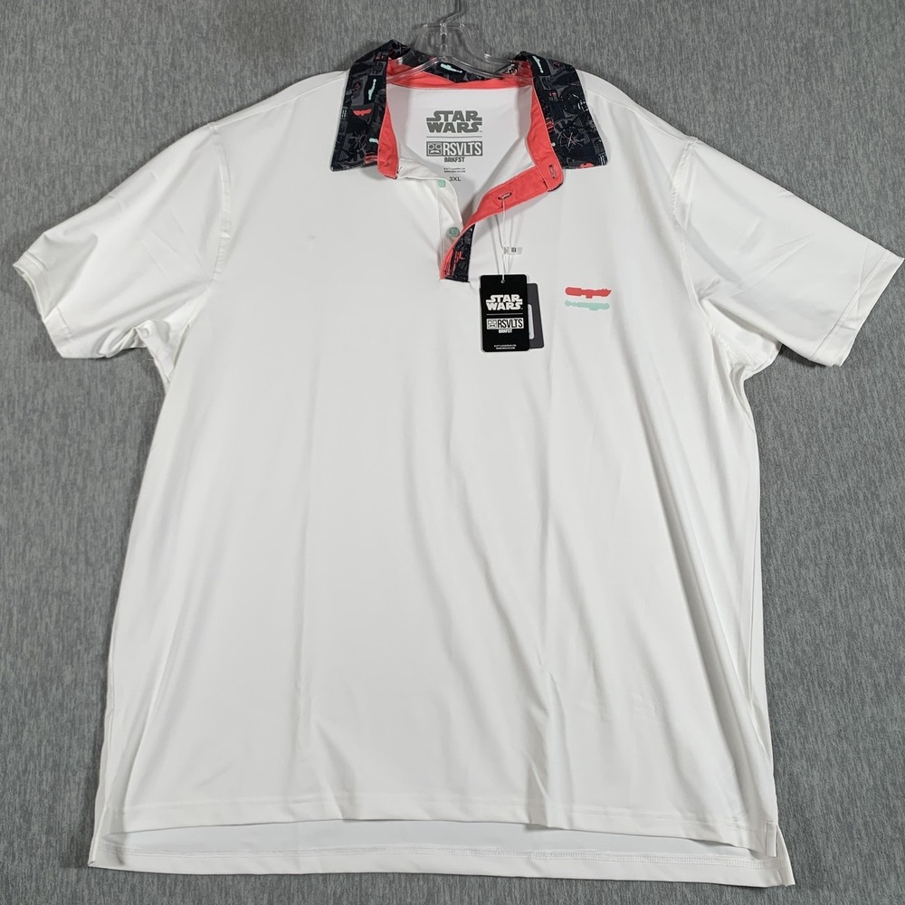 Star Wars RSVLTS Shirt Mens 3XL White Trilogys End Golf Polo Performance
